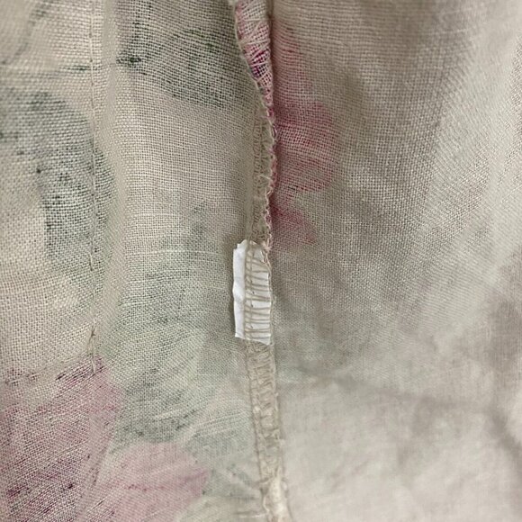 Coral Bay Floral Oversized Linen Open Front Jacket PM Petite Medium Beach Beige - Picture 15 of 16